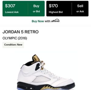 JORDAN RETRO 5 SE 2016 OLYMPIC'S
